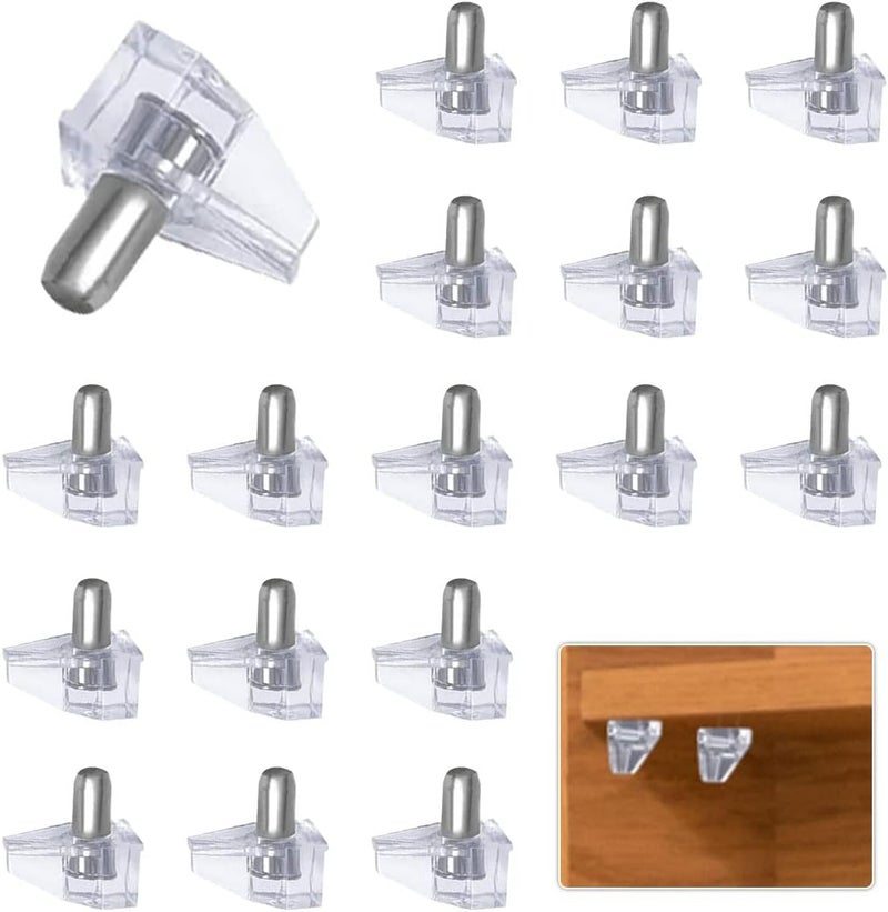 ZTEOFO 50 Pcs 5mm Clear Plastic Cabinet Shelf Support Pins, Clear Shelf Support Pegs, Shelf Pins Clear Shelf Support Pegs, Shelf Holder Replacement Peg, Shelf Holder Bracket Steel Pins - Image 1